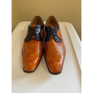 UV Signature Mens Faux Snakeskin Orange Navy Blue Derby Dress Shoes size 11